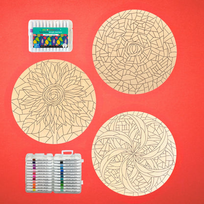 Life of Colour Mosaic Painting Kit - Flower Bundle with Acrylic markers