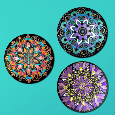 Life of Colour Mandala Galaxy Painting Kit Bundle of 3 - Sun, Moon, and Star - No Pens