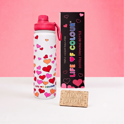 Doodle Drinking Bottle Painting Kit - Falling Hearts (No Pens)