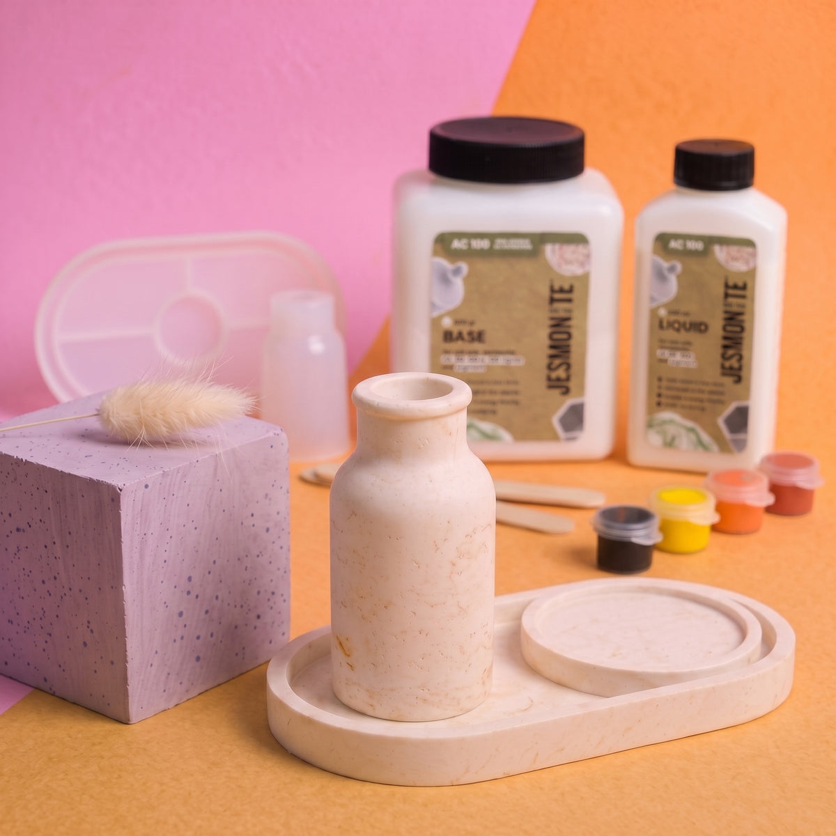 Jesmonite x Life of Colour Creative Kit - Vase and Trinket Set