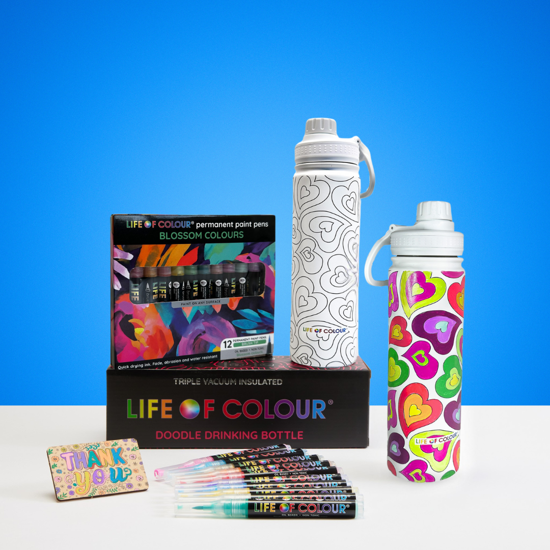 Doodle Drinking Bottle Painting Kit - Heart Design