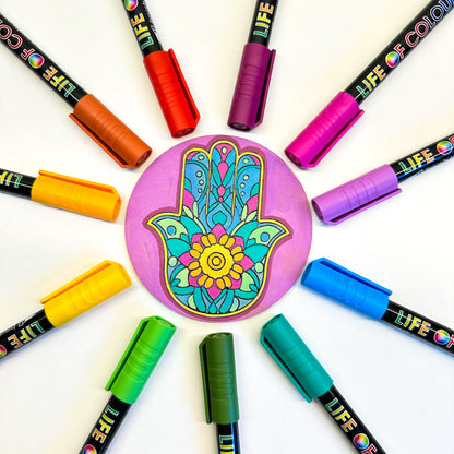 Floral Colours Brush Tip Acrylic Paint Pens - Set of 12