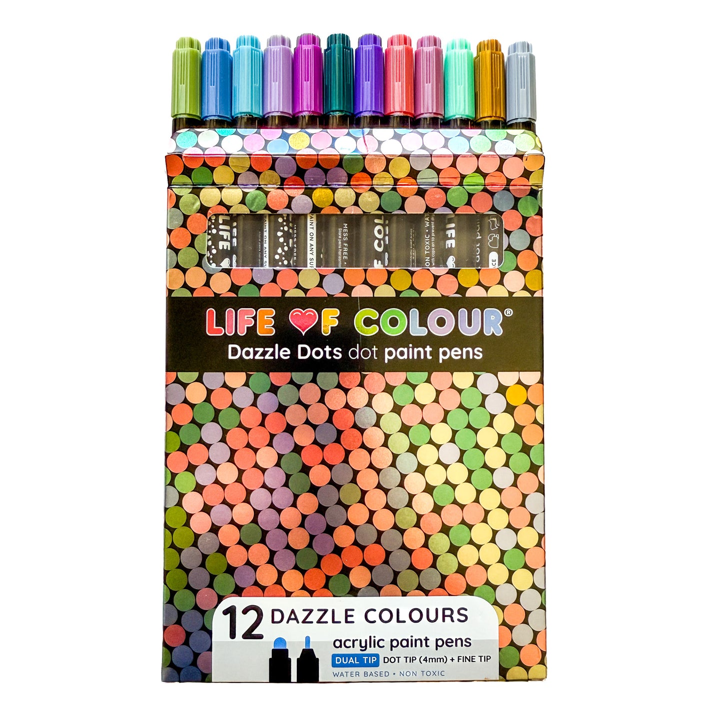Dazzle Dots Acrylic Paint Pens -  Set of 12 Metallic Colours