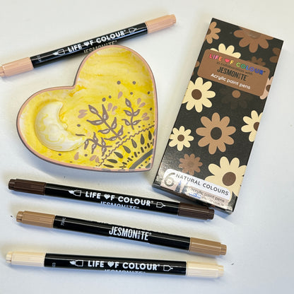 Jesmonite® x Life of Colour Natural Colour Dual Tip Acrylic Paint Pens - Set of 6