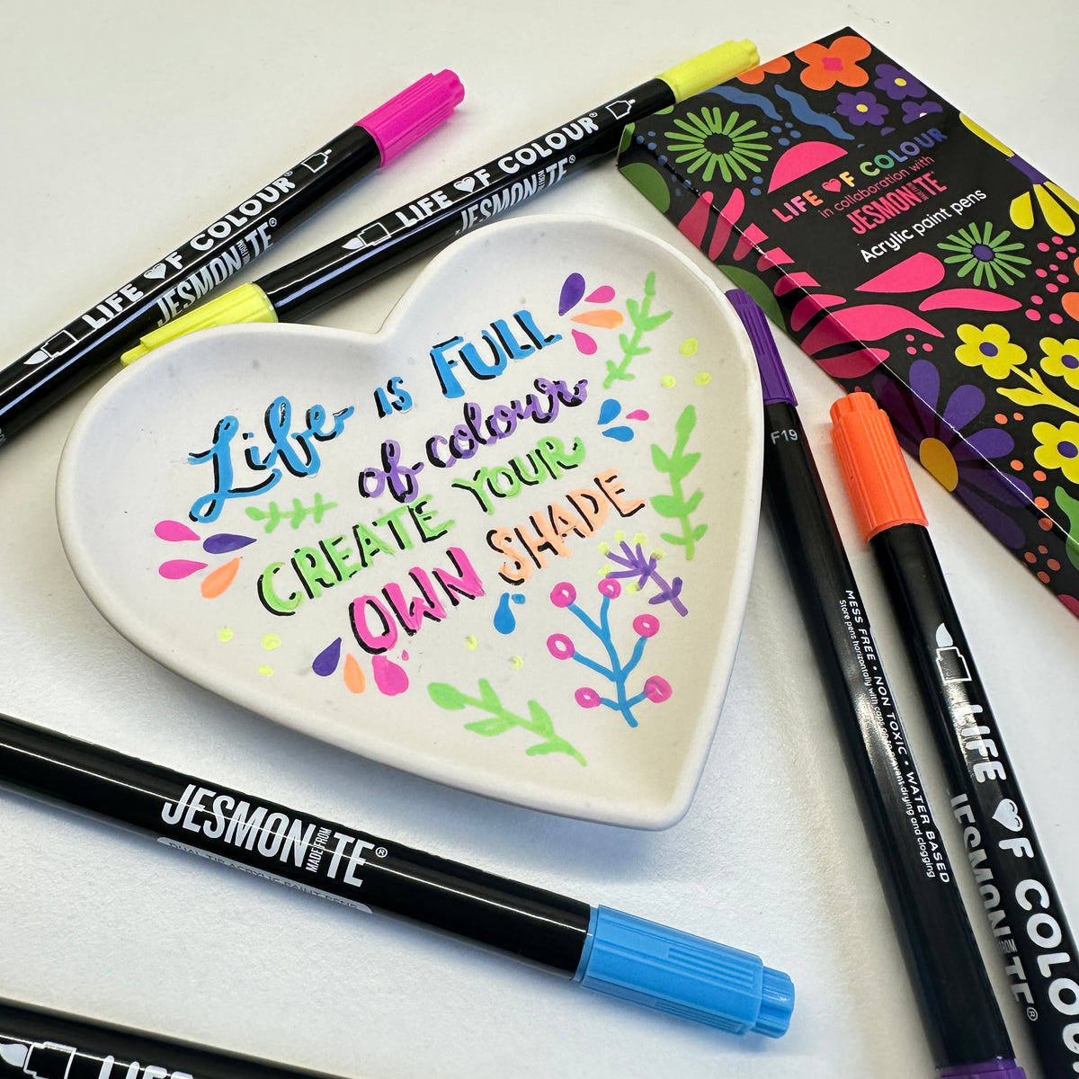 Jesmonite® x Life of Colour Neon Colour Dual Tip Acrylic Paint Pens - Set of 6
