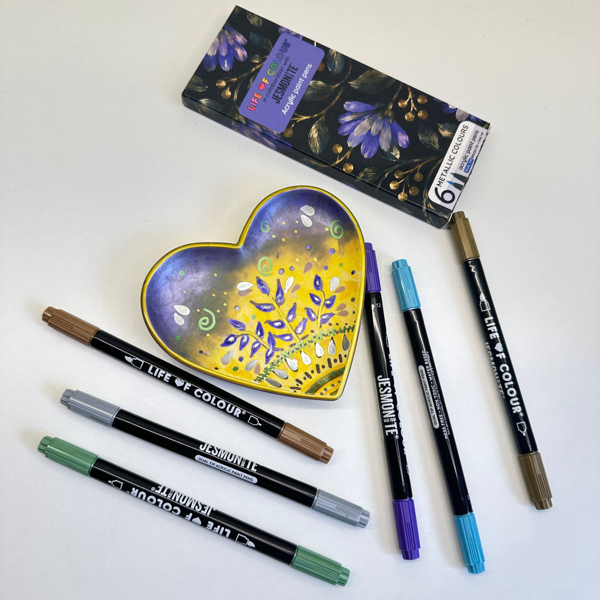 Jesmonite® x Life of Colour Metallic Colour Dual Tip Acrylic Paint Pens - Set of 6