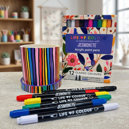 Jesmonite® x Life of Colour Classic Colour Dual Tip Acrylic Paint Pens - Set of 12