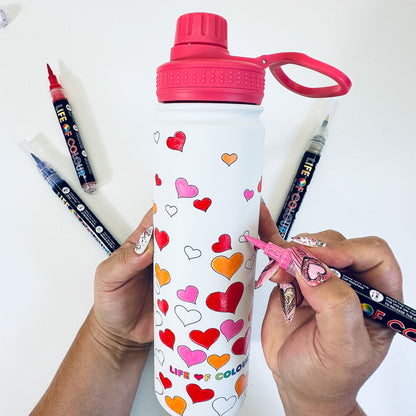 Doodle Drinking Bottle Painting Kit - Falling Hearts