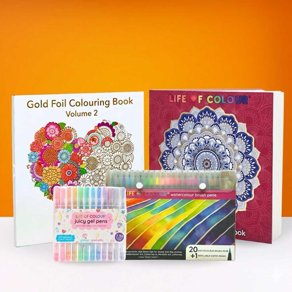 Mega Gold Foil Colouring Book Bundle