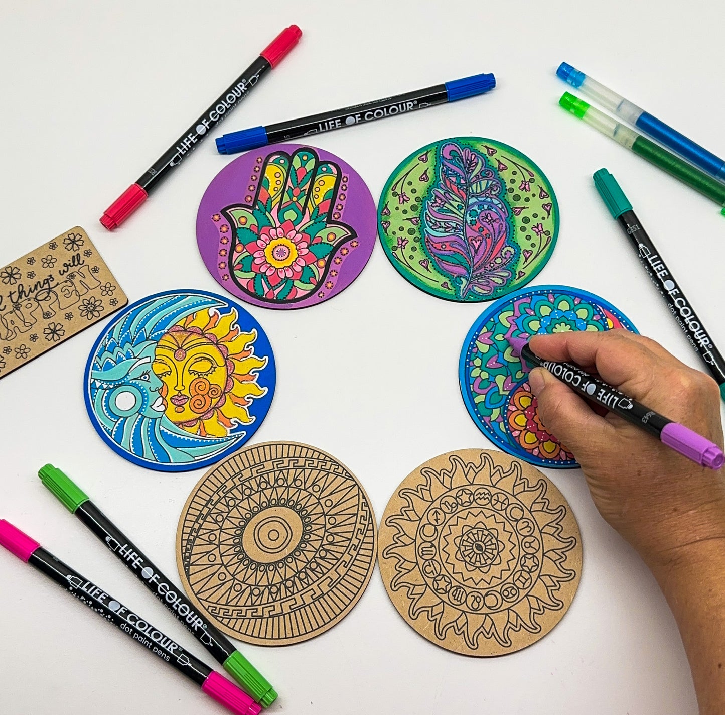 Life of Colour Mystical Coaster Painting Kit - Set of 12