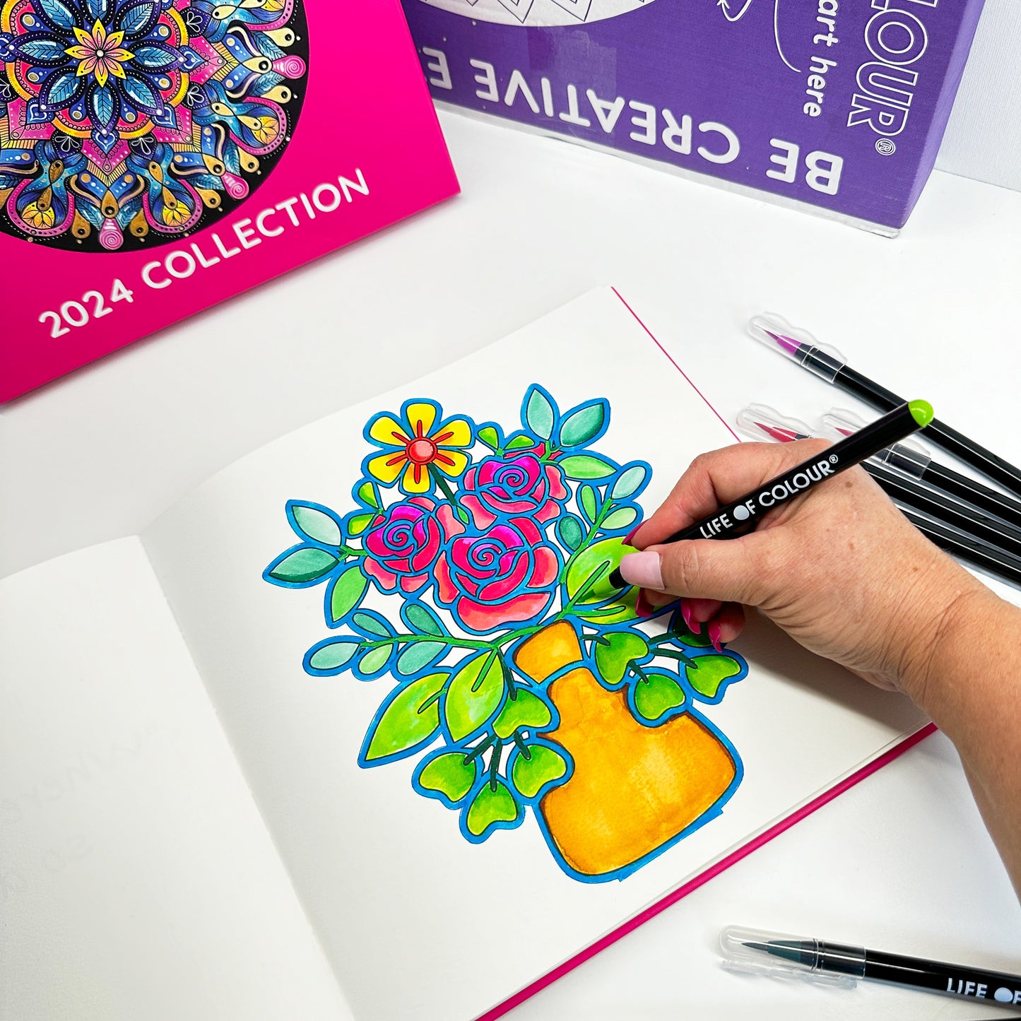 Wildflower Tote and Watercolour Colouring Book Bundle