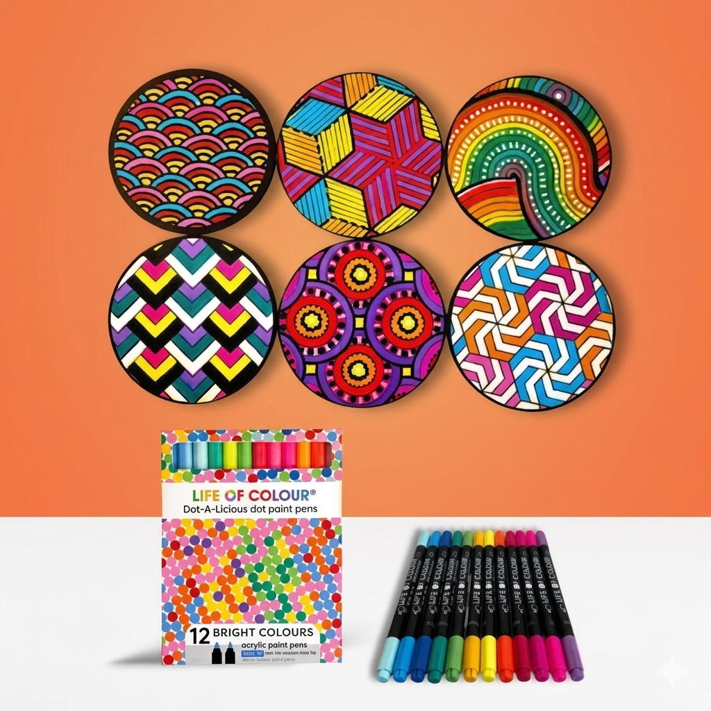 Life of Colour Zendoodle Coaster Kit - Set of 6