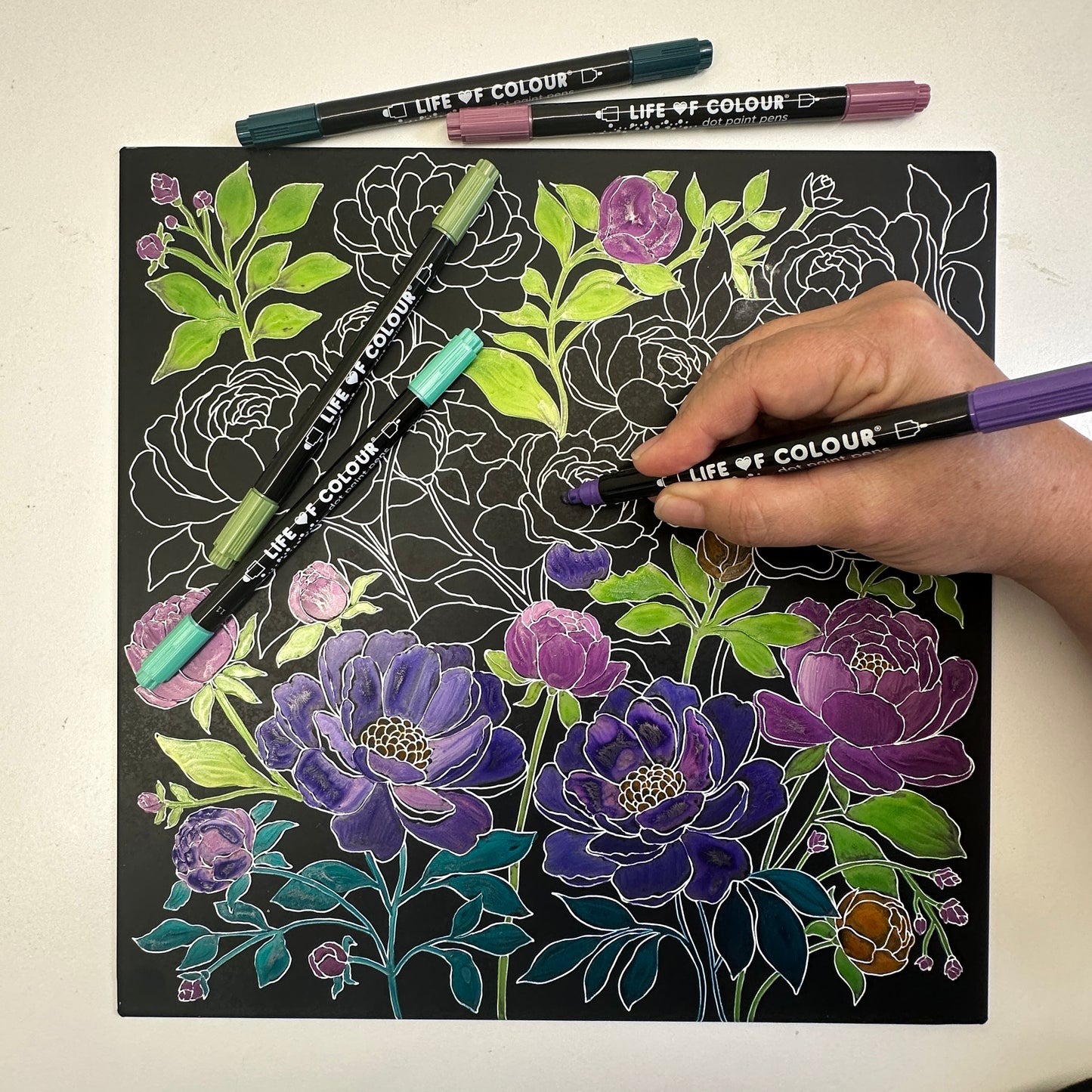 Metal Poster Painting Kit - Peonies