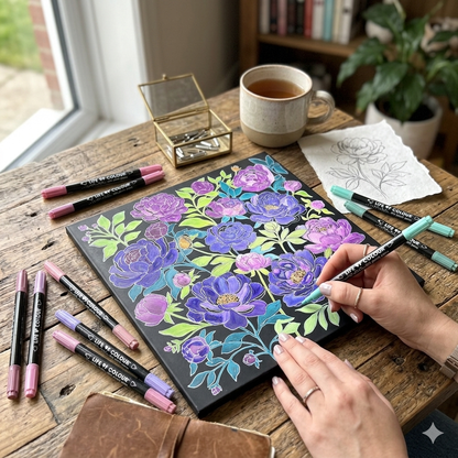 Metal Poster Painting Kit - Peonies