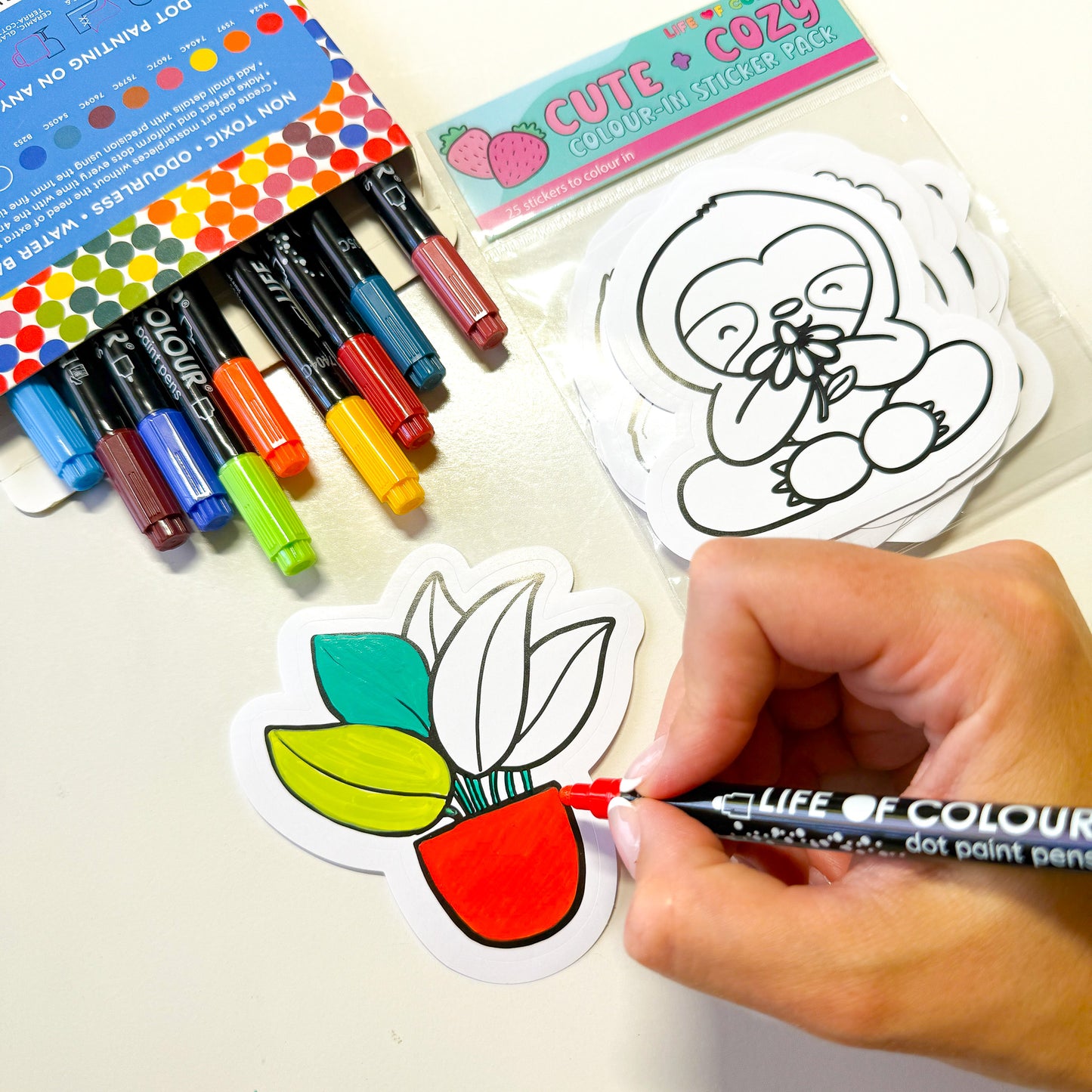 Cute and Cosy Colour-In Sticker Pack
