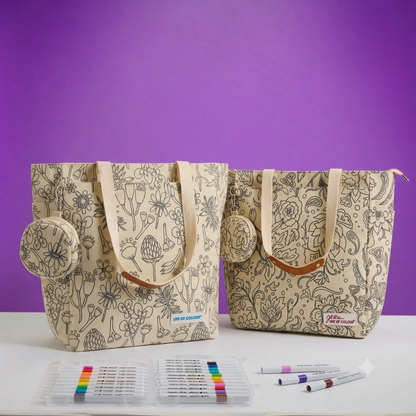 DIY Doodle Bag Bundle - Wildflower & Dreamy Flowers Tote Bags & Acrylic Markers