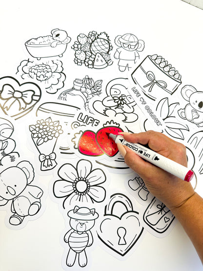 Cute and Cosy Colour-In Sticker Pack