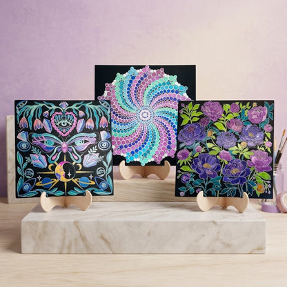 Metal Poster Painting Kit Bundle of 3 - Peonies, Spiral and Mystical