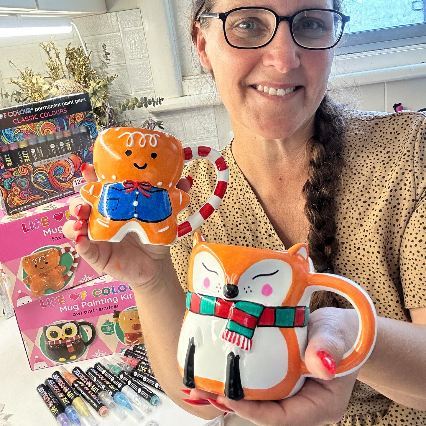 Christmas Mug Painting Kit - Fox and Gingerbread