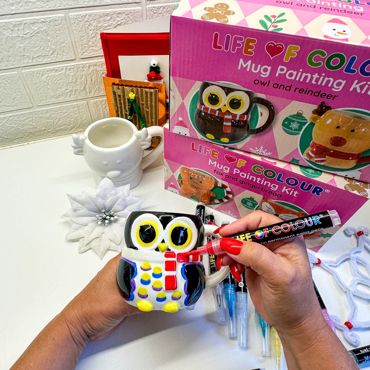 Christmas Mug Painting Kit - Owl and Reindeer