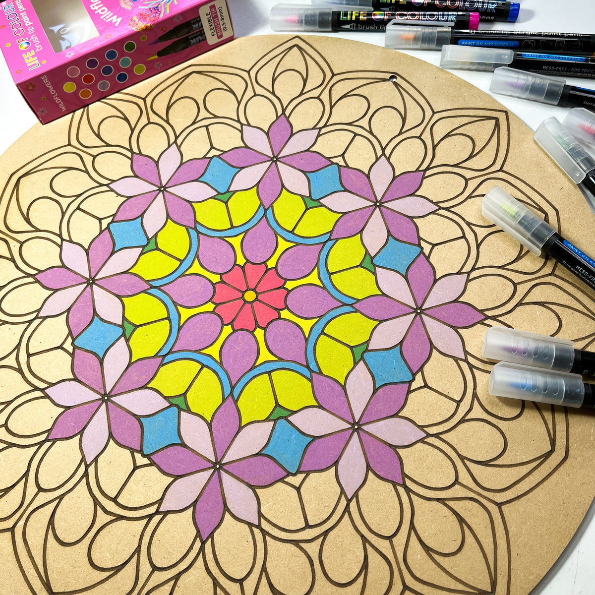 Life of Colour Mandala Painting Kit - Bundle of 3 (Part 1- Wildflowers)