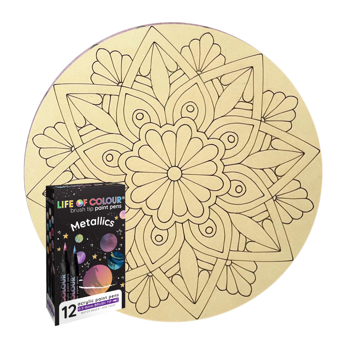 Life of Colour Mandala Painting Kit - In Bloom (Metallics)