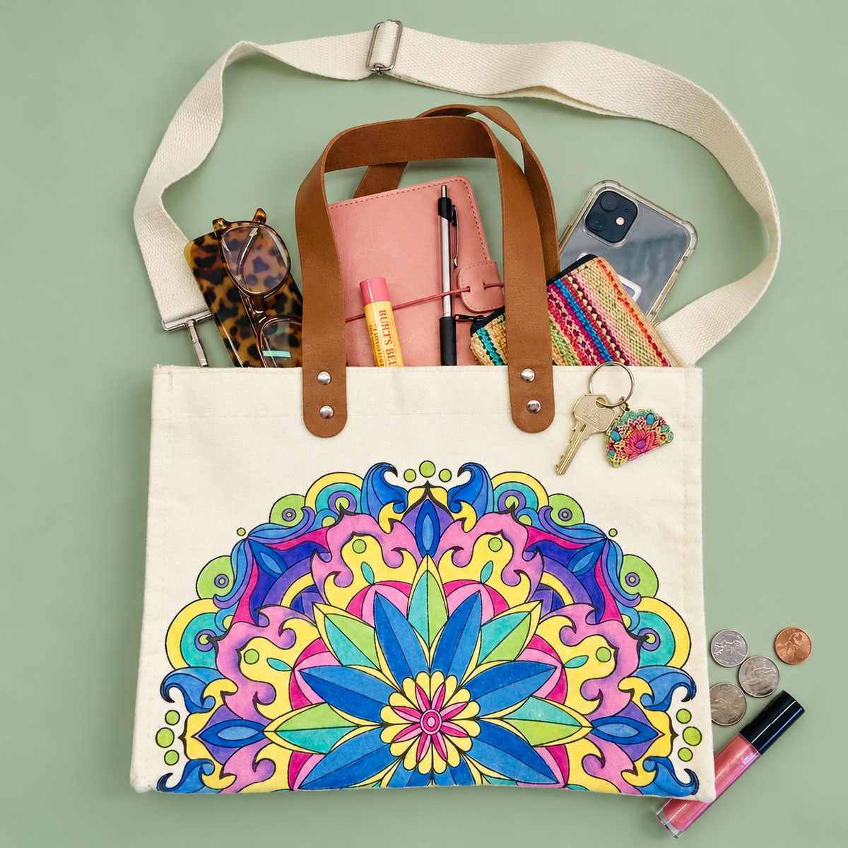 DIY Doodle Bag Bundle - Wildflower Tote Bag and Mandala Hand Bag & Acrylic Markers