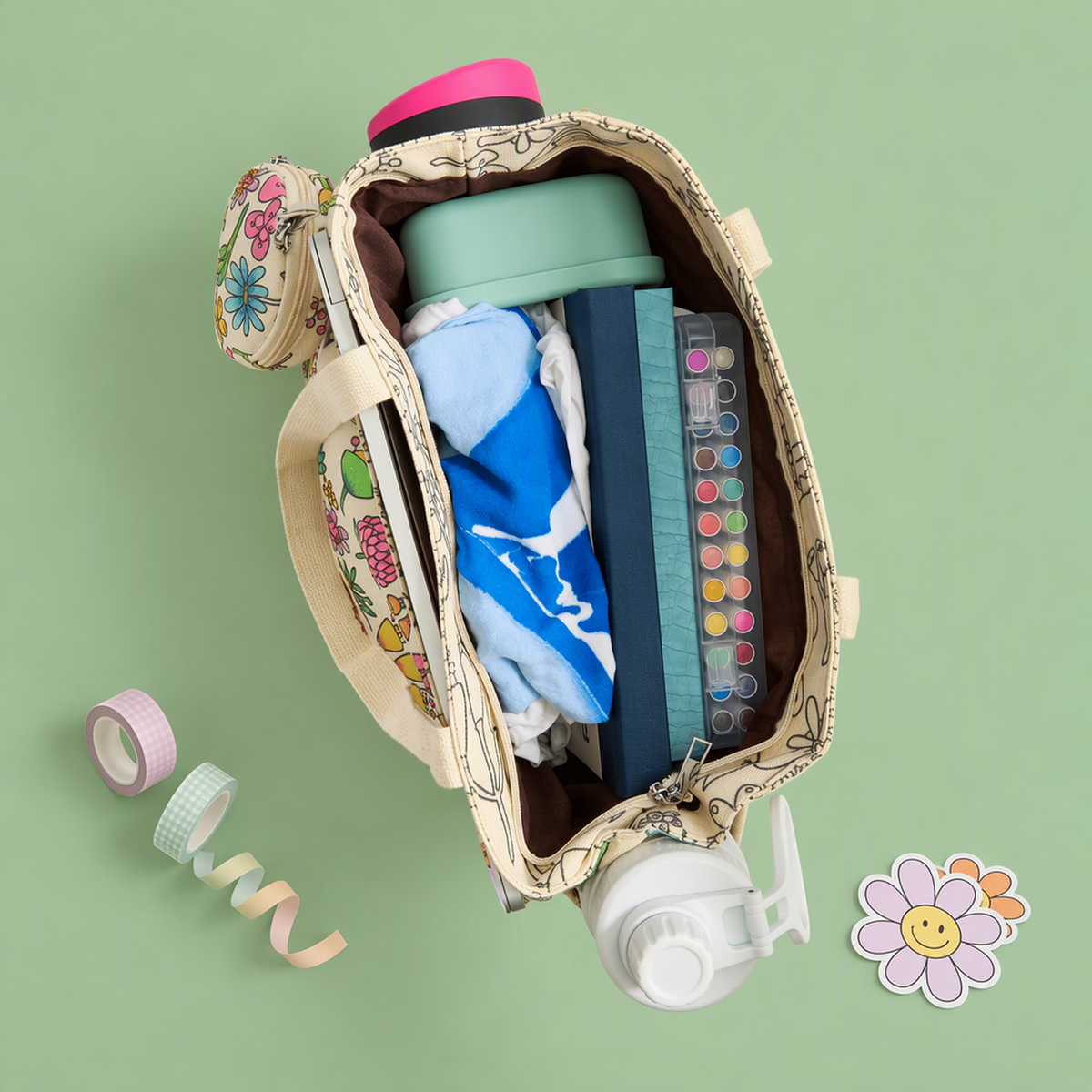 DIY Doodle Bag Bundle - Wildflower Tote Bag and Mandala Hand Bag & Acrylic Markers