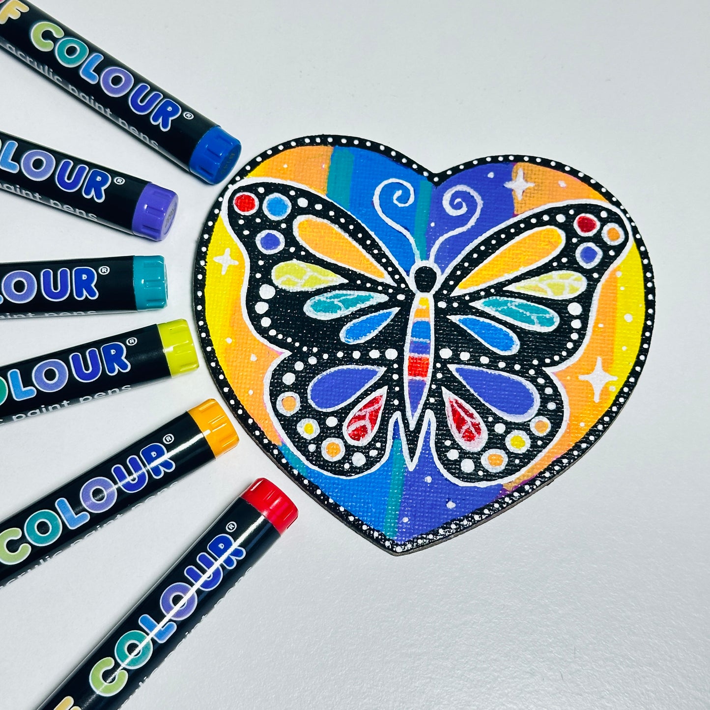 Rainbow Colours Brush Tip Acrylic Paint Pens – Set of 6