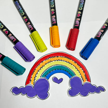 Rainbow Colours Brush Tip Acrylic Paint Pens – Set of 6