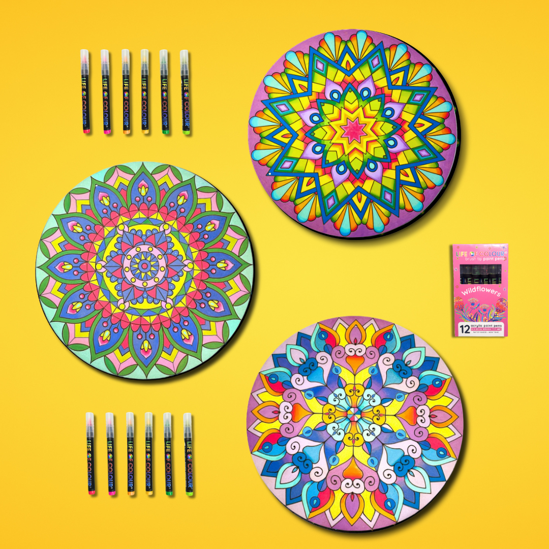 Life of Colour Mandala Painting Kit - Bundle of 3 (Part 2- Wildflowers)