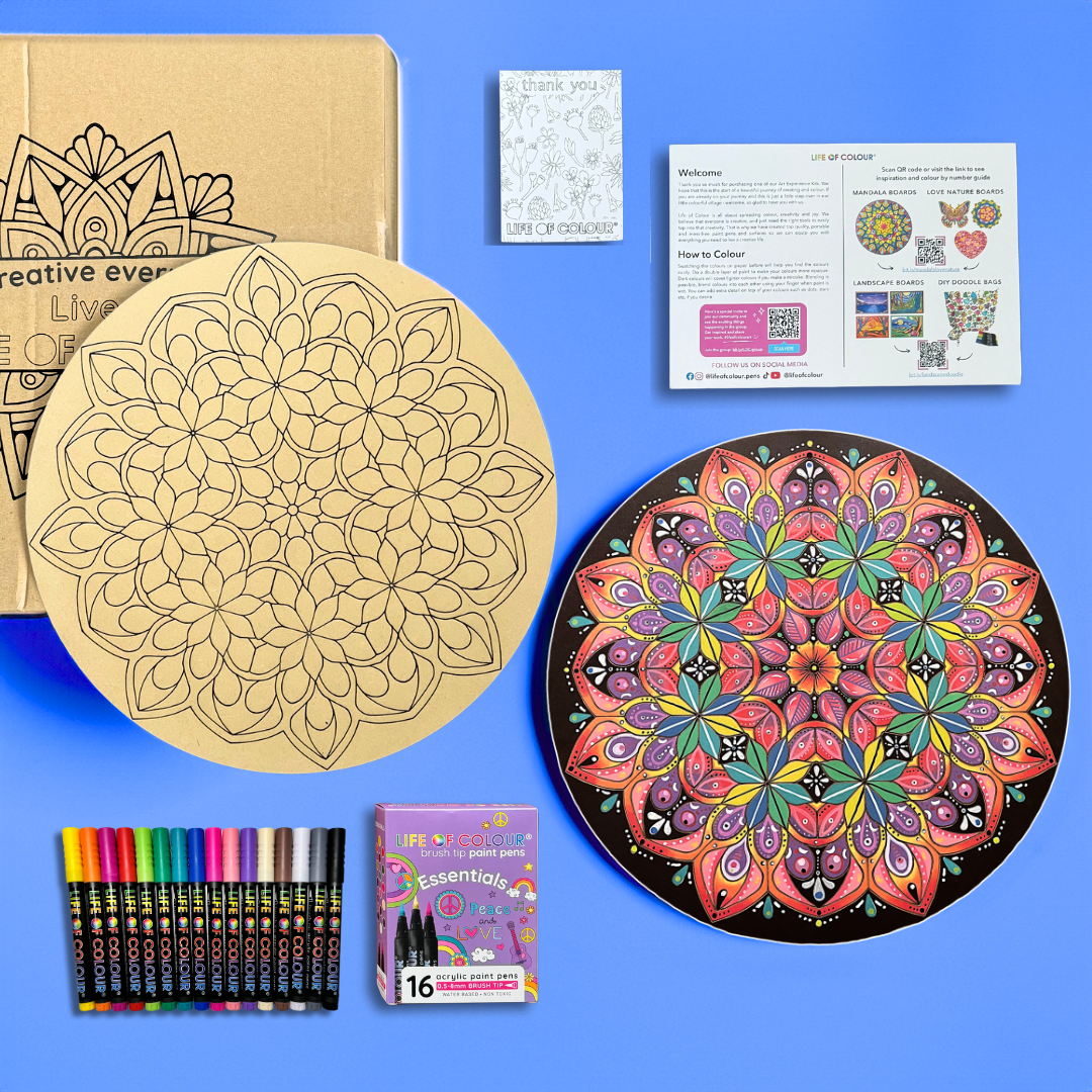 Life of Colour Black Mandala Painting Kit - The Kaleidoscope (Essentials)