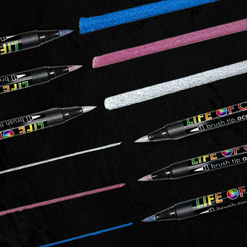 Metallic Brush Tip Acrylic Paint Pens - Set of 12 – Life of Colour
