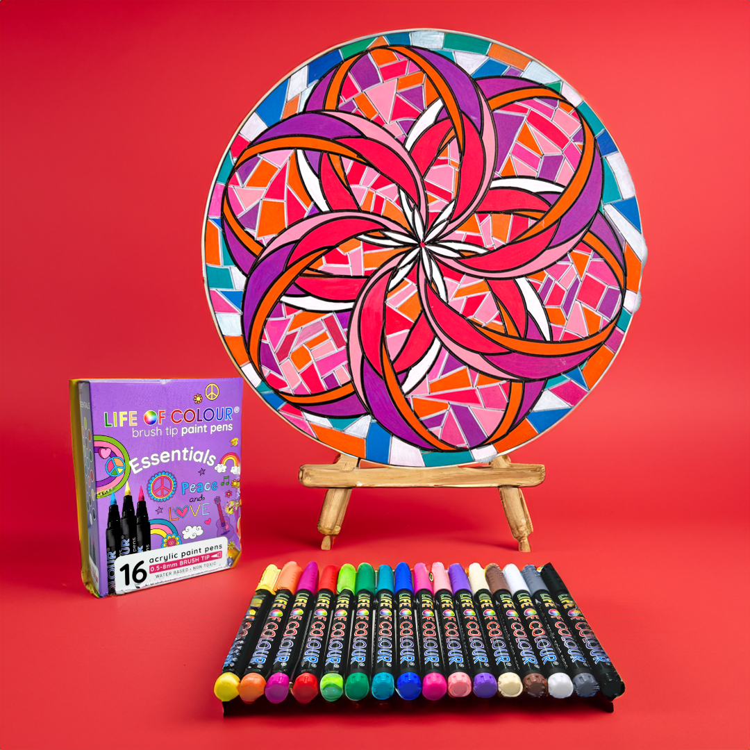 Life of Colour Mosaic Painting Kit - Dahlia with Essential Brush Tips