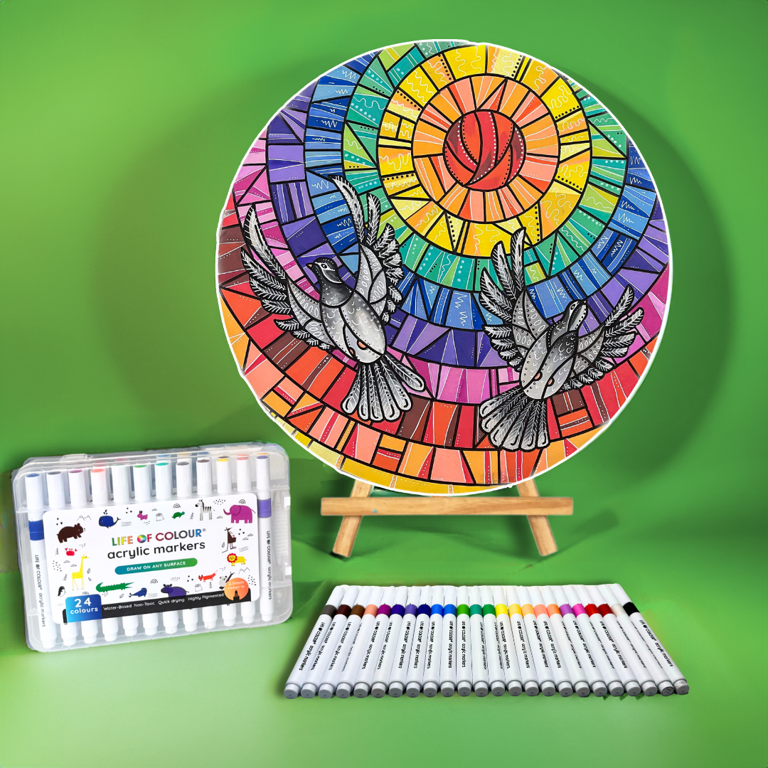 Life of Colour Mosaic Painting Kit - Doves of Peace with Acrylic markers