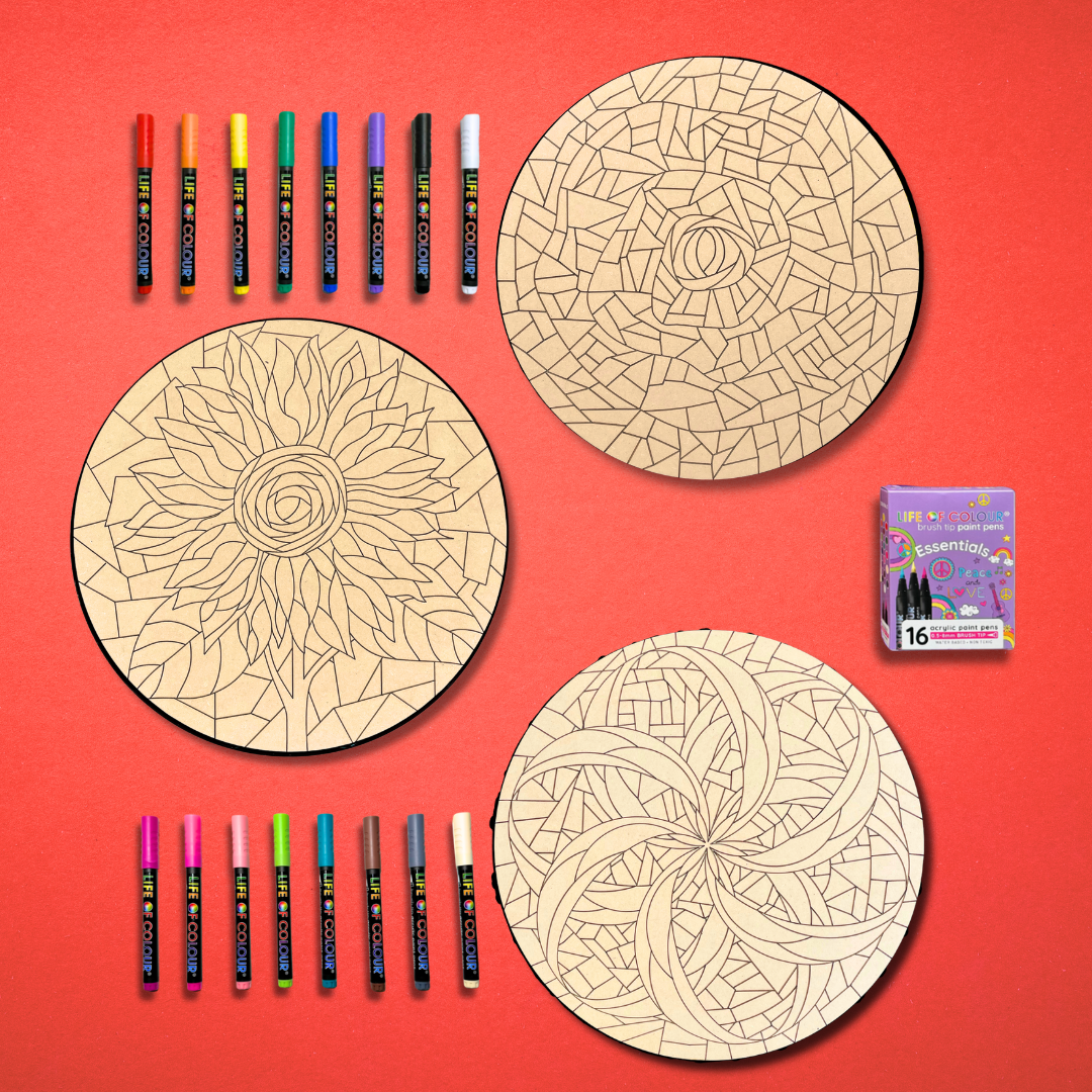 Life of Colour Mosaic Painting Kit - Mega Bundle with Essential Brush Tips