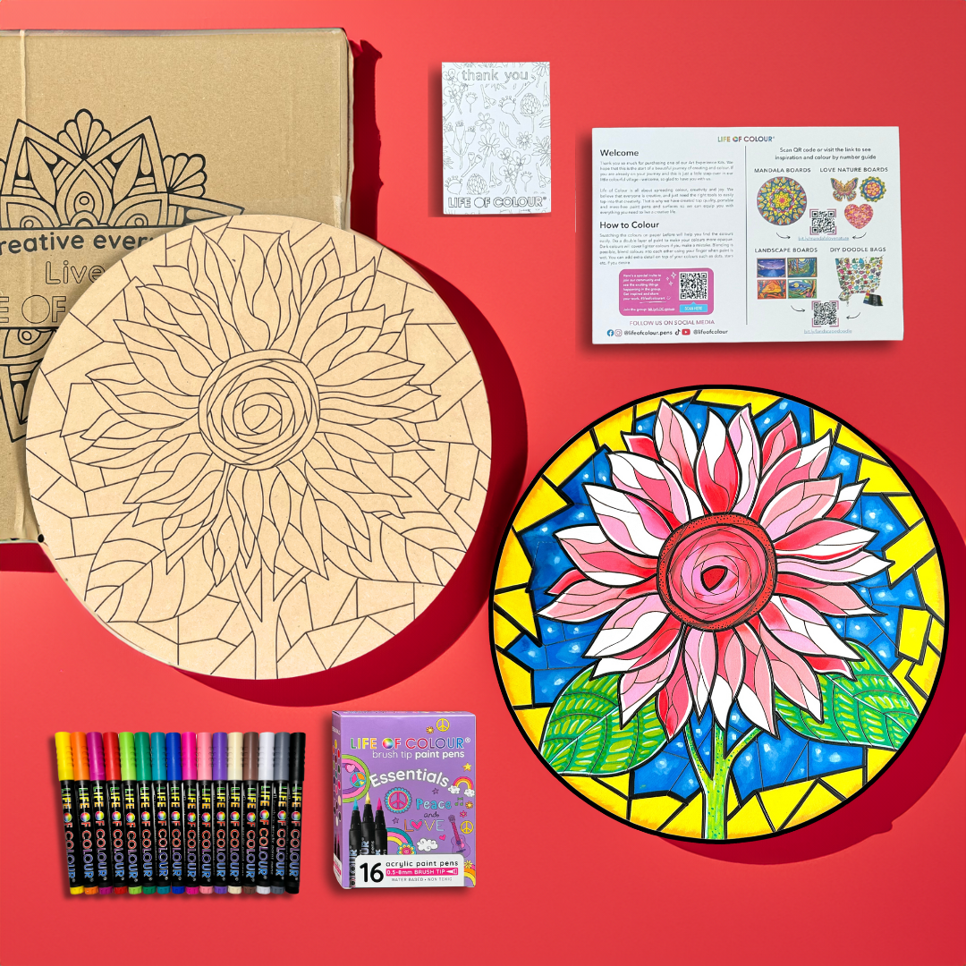 Life of Colour Mosaic Painting Kit - Sunflower with Essential Brush Tips