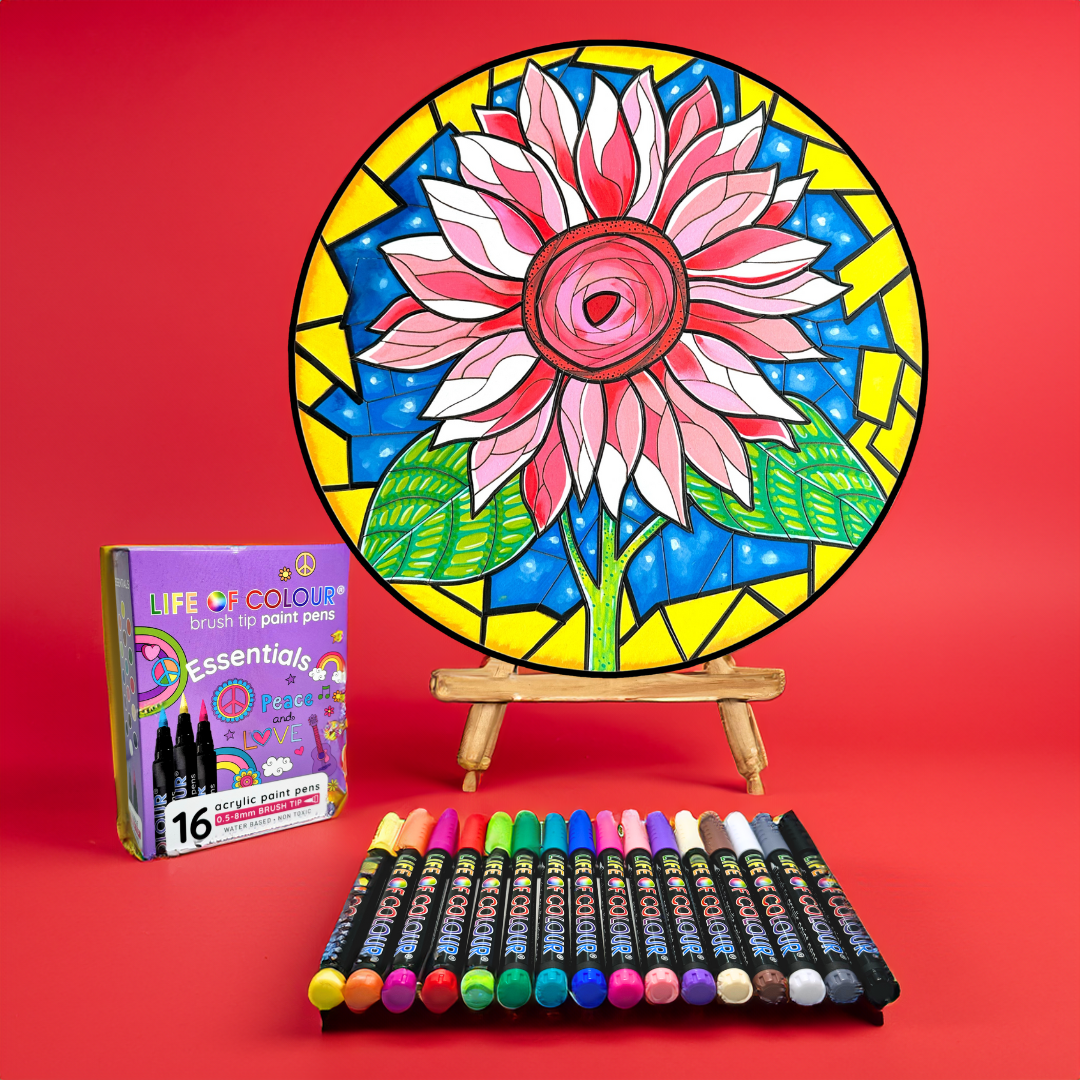 Life of Colour Mosaic Painting Kit - Sunflower with Essential Brush Tips