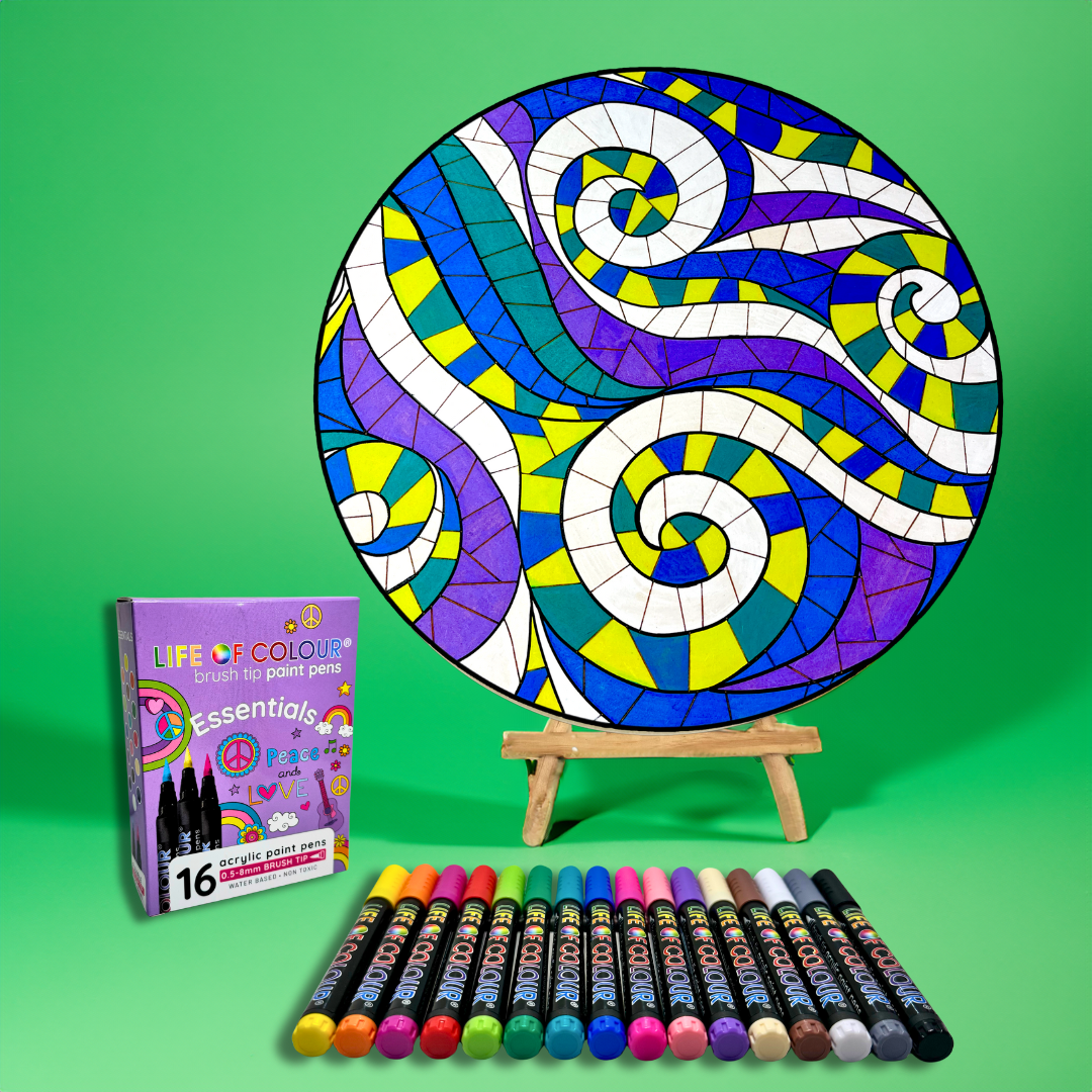 Life of Colour Mosaic Painting Kit - The Wave with Essential Brush Tips