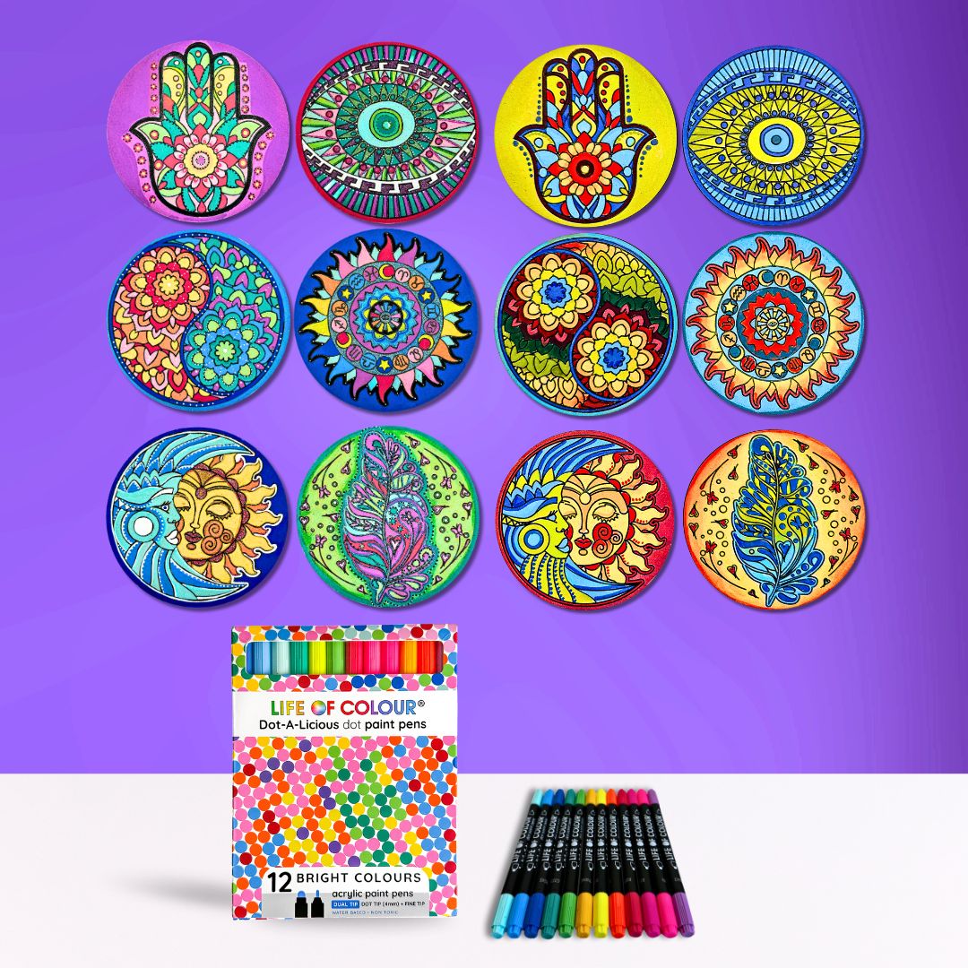 Life of Colour Mystical Coaster Painting Kit - Set of 12