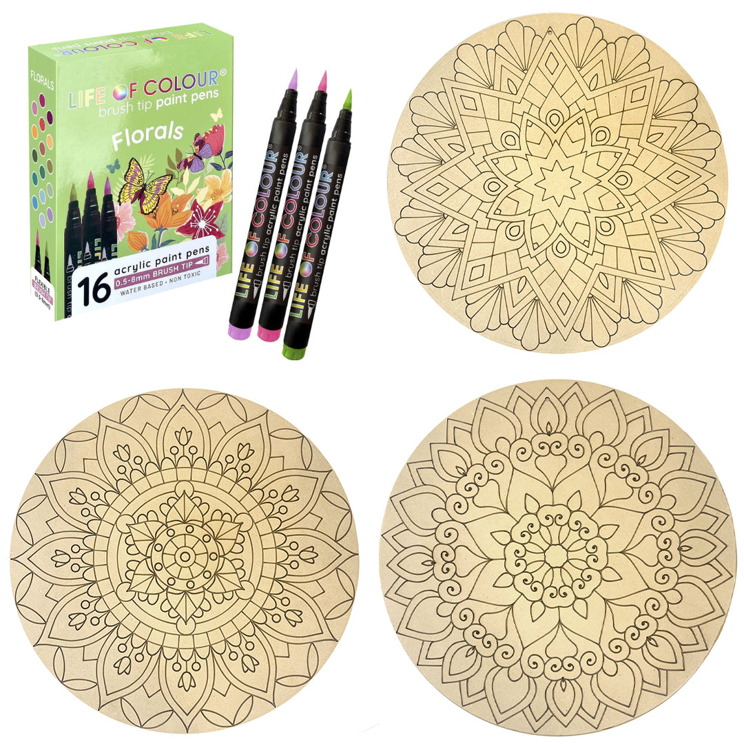Life of Colour Mandala Painting Kit - Bundle of 3 (Part 2-Florals)