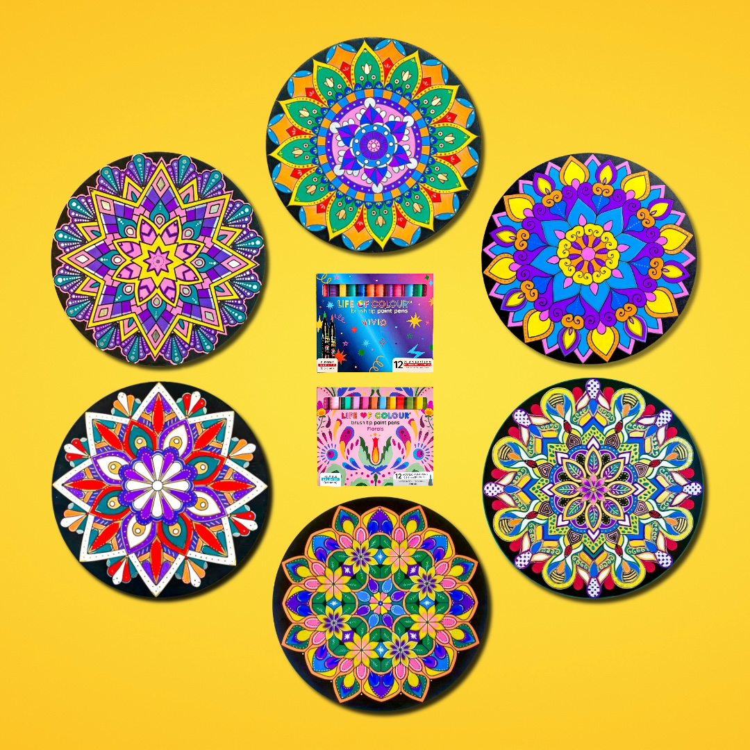 Life of Colour Mega Mandala Painting Kit - Bundle of 6