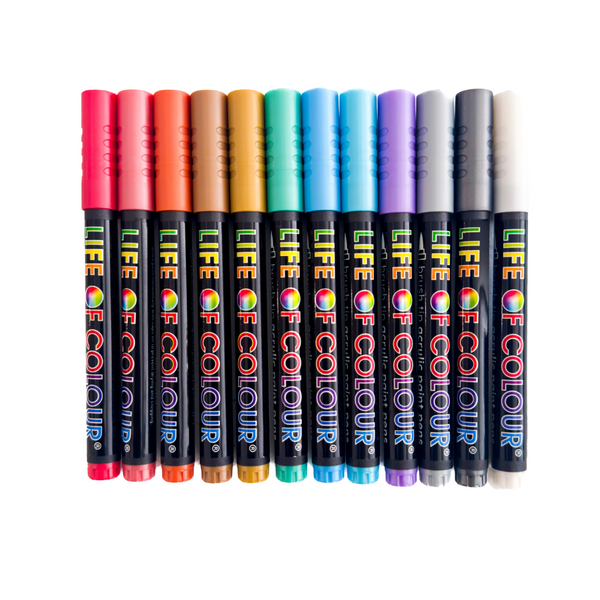 Metallic Brush Tip Acrylic Paint Pens - Set of 12 – Life of Colour