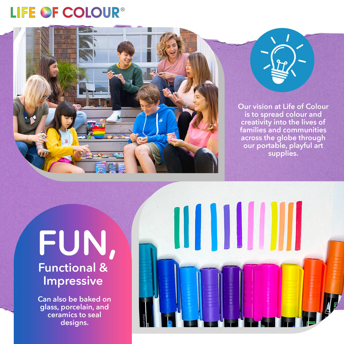 Vivid Brush Tip Acrylic Paint Pens - Set of 12 – Life of Colour