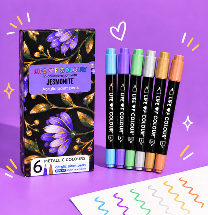 Jesmonite® x Life of Colour Metallic Colour Dual Tip Acrylic Paint Pens - Set of 6