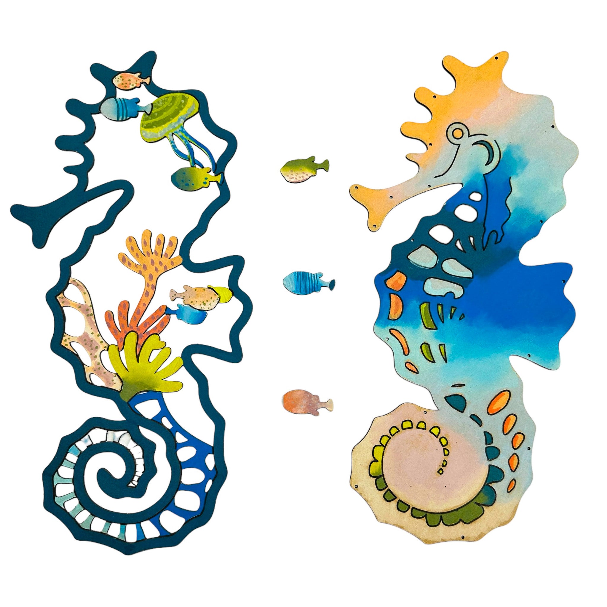 Life of Colour Ocean 3D Wall Art Bundle - Seahorse and Jellyfish