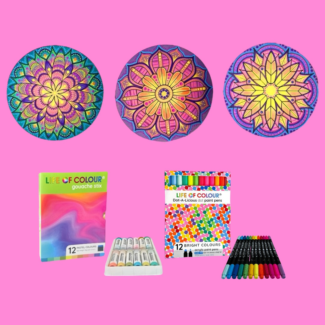 Life of Colour Mini Mandala Painting Kit Bundle of 3 (Group 2)