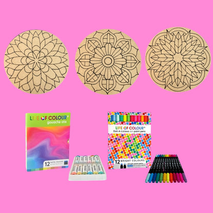 Life of Colour Mini Mandala Painting Kit Bundle of 3 (Group 2)