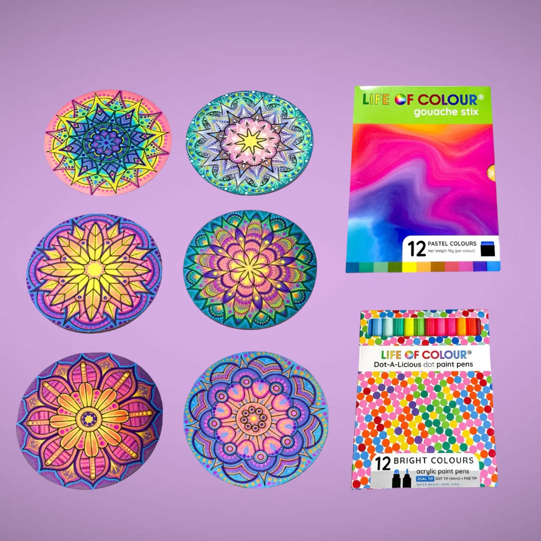 Life of Colour Mini Mandala Painting Kit Bundle of 6
