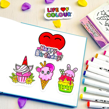 Birthday Colour-In Sticker Pack
